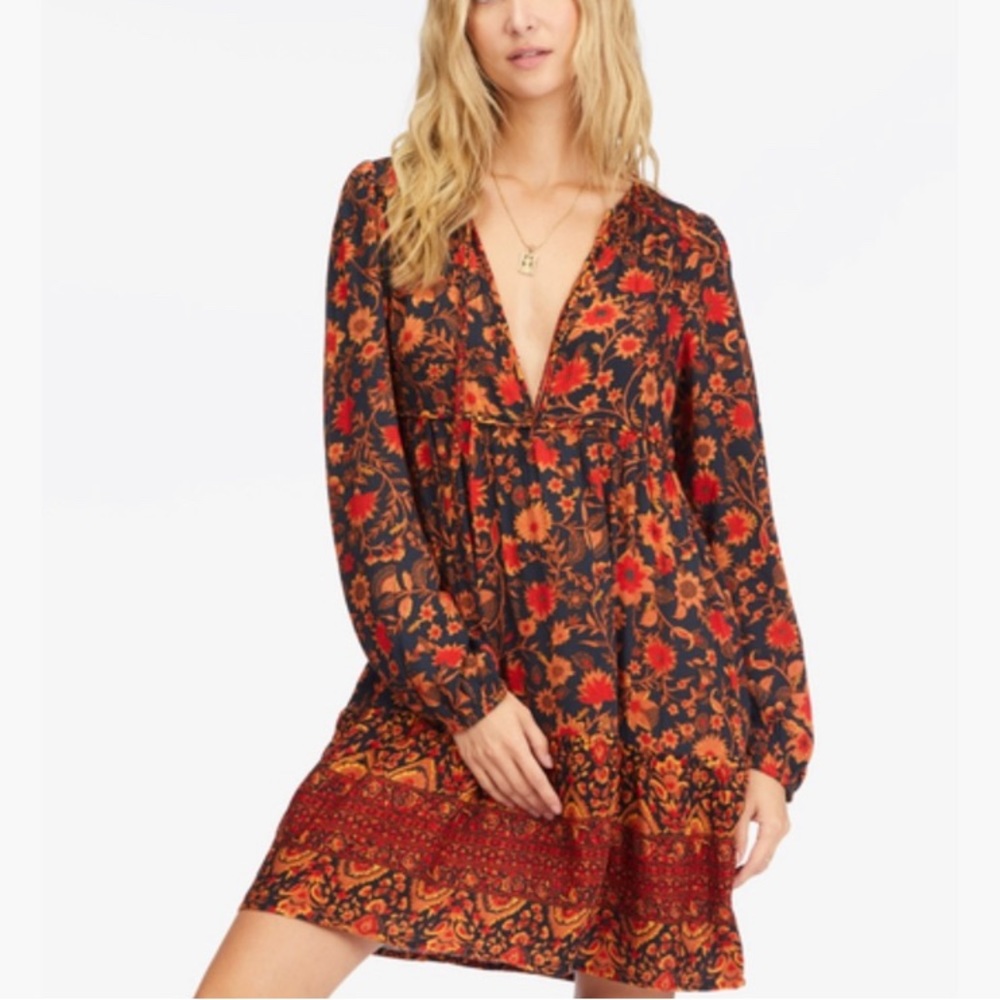 BILLABONG Hearts Desire Long Sleeve Mini Dress